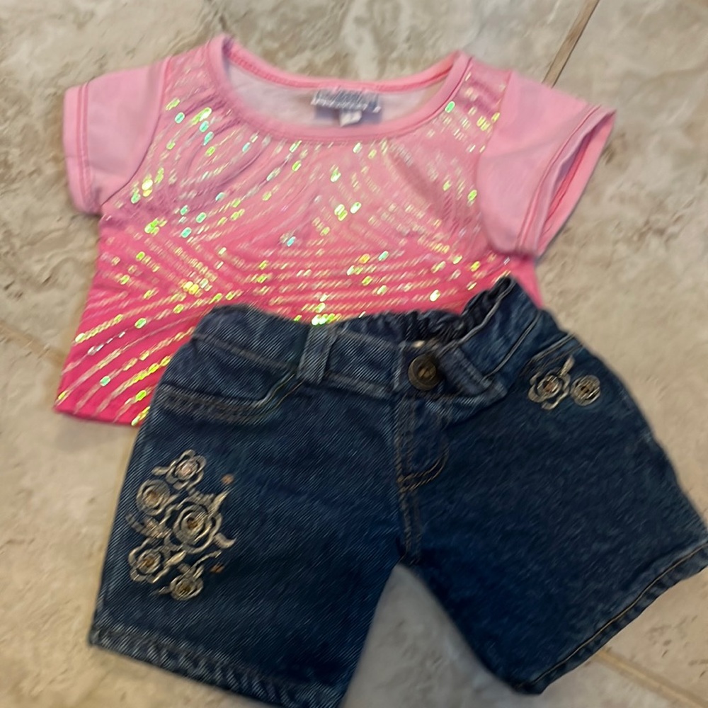 Build-a-Bear Sequin top with Jeans